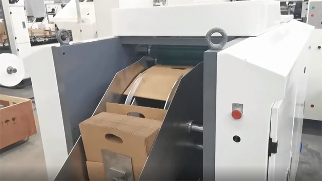 Die-cut Handles Block Bottom Bag Making Machine